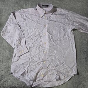 Johnnie Walker Mens S Button Down Shirt Purple Yellow Silk Tencel Micro Check LS